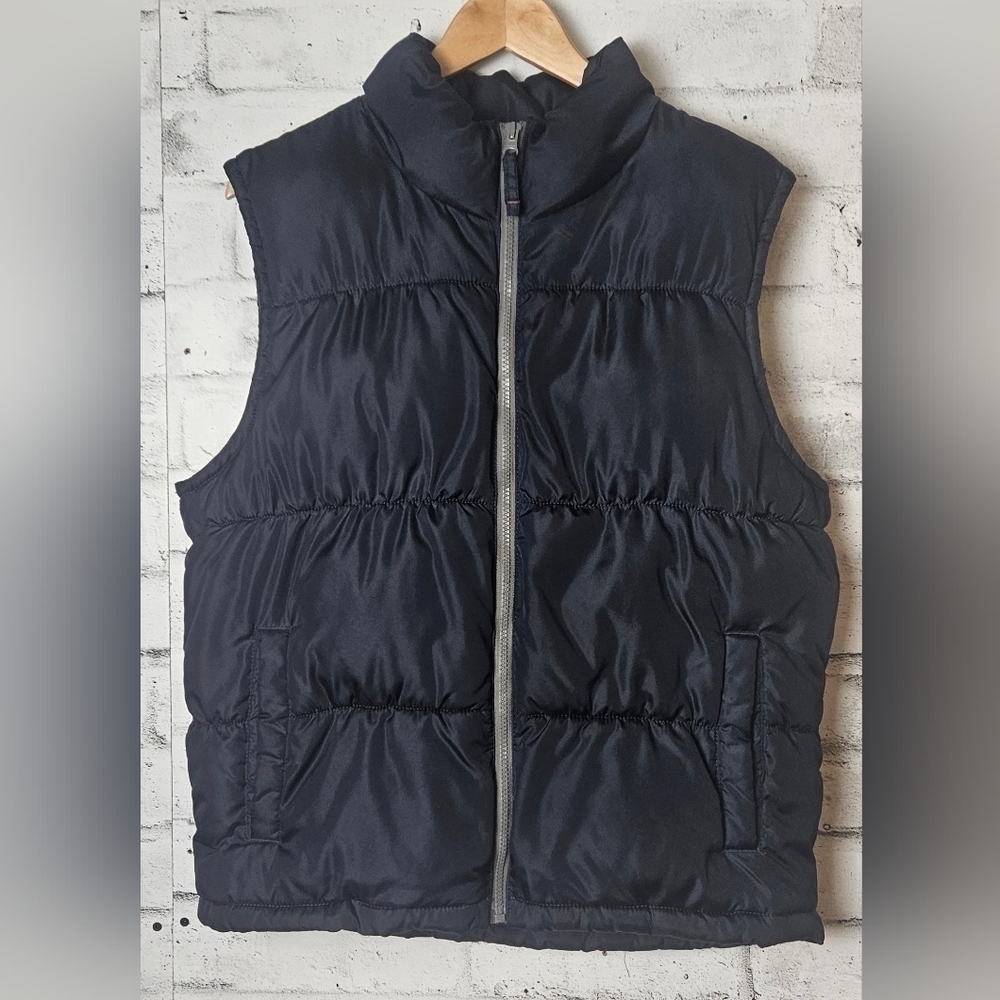 Old Navy Navy Blue Puffer Vest Mens Medium Quilted Zip Front Vest